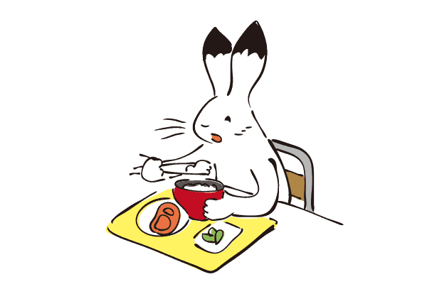 ご飯を食べているウサギ